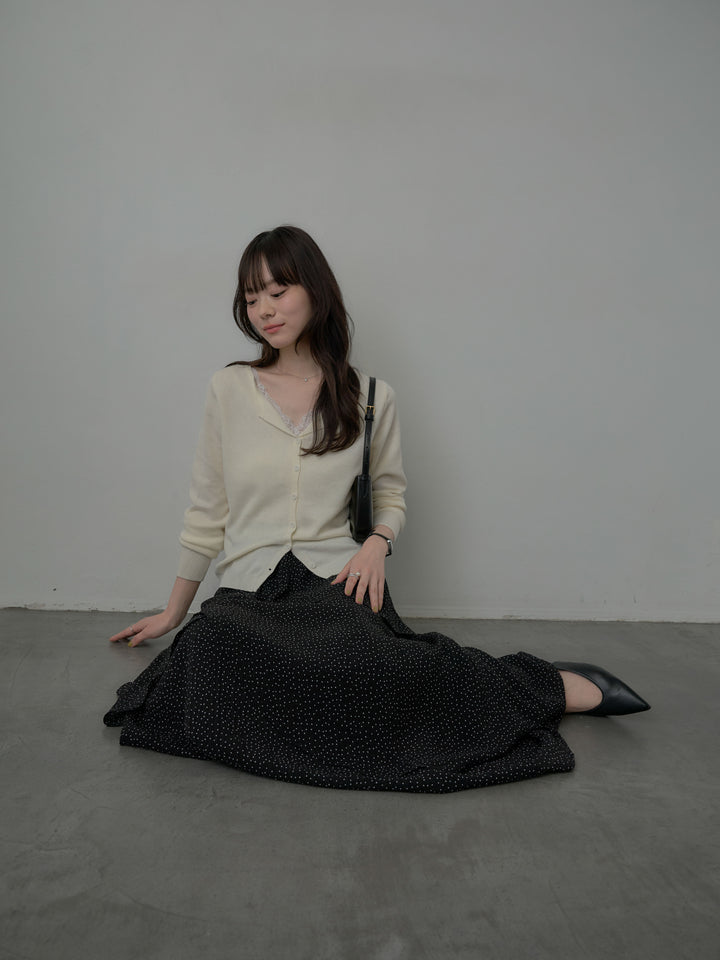 レースドッキングスプリングニットカーディガン