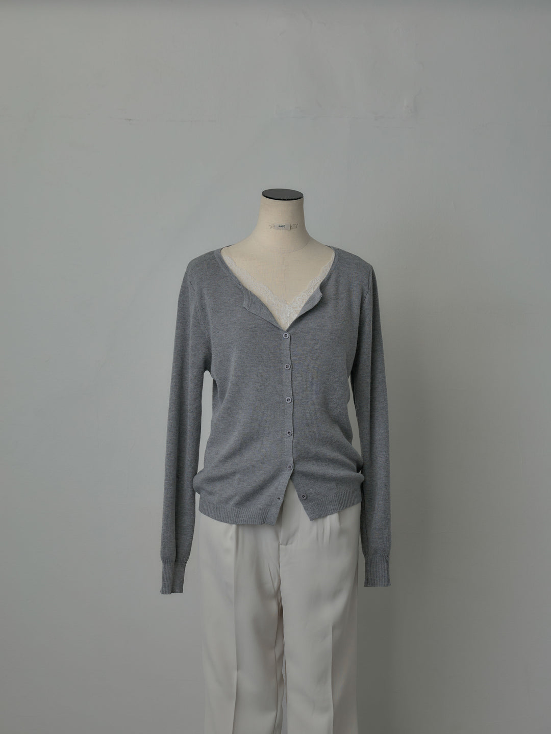 レースドッキングスプリングニットカーディガン