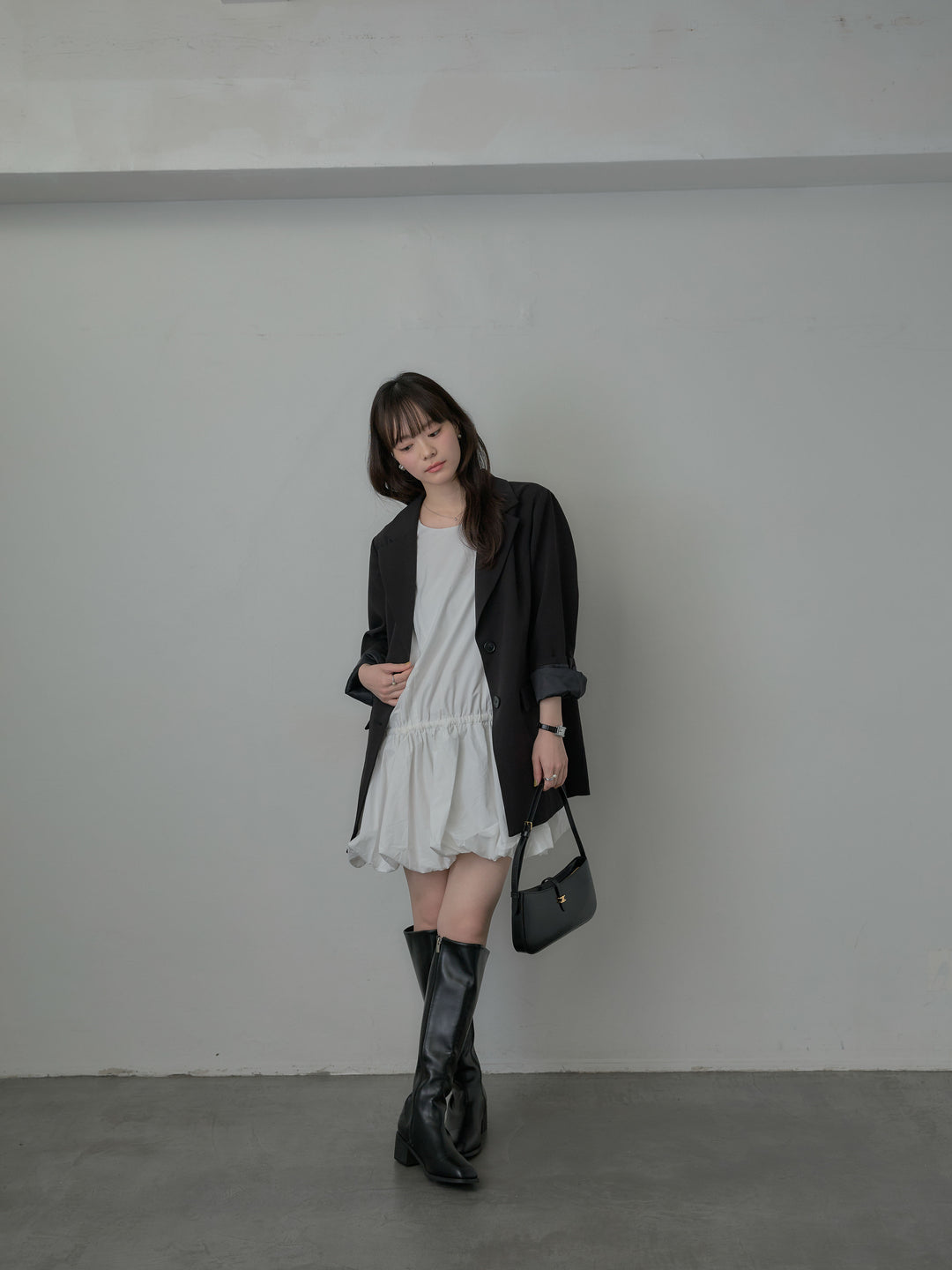 サイドリボンノースリーブバルーンミニワンピース