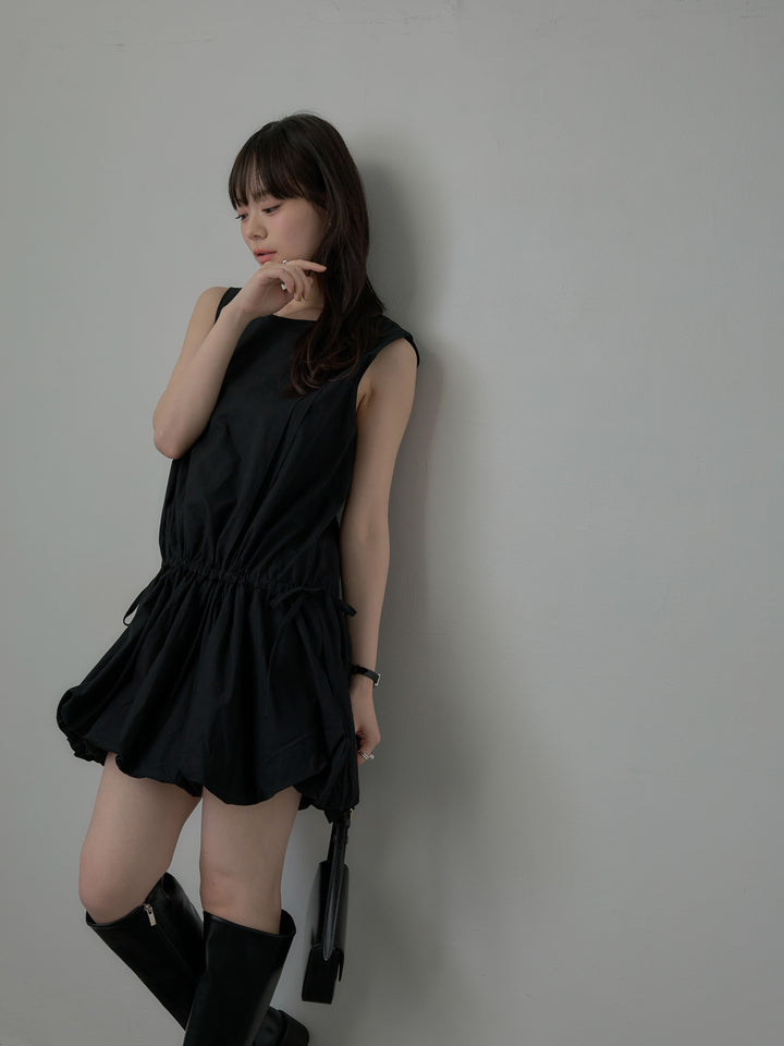 サイドリボンノースリーブバルーンミニワンピース