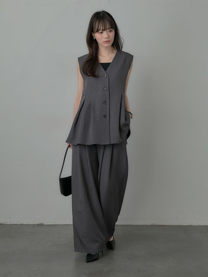 ウエスト配色ツイルパンツ