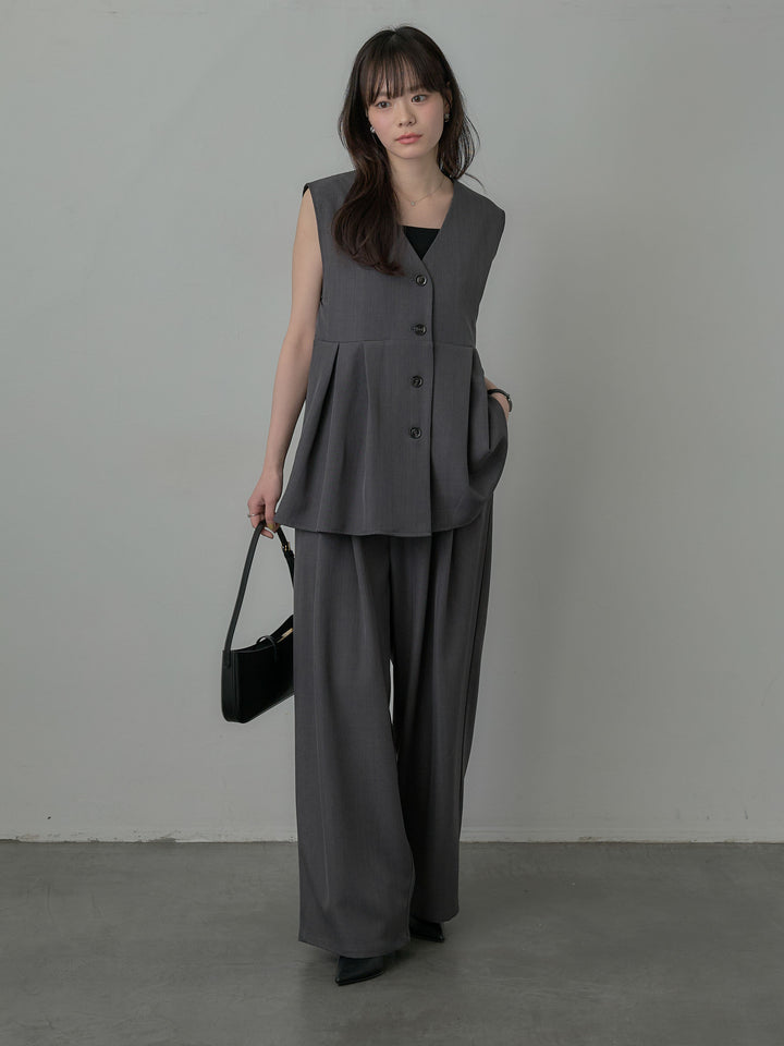 ウエスト配色ツイルパンツ