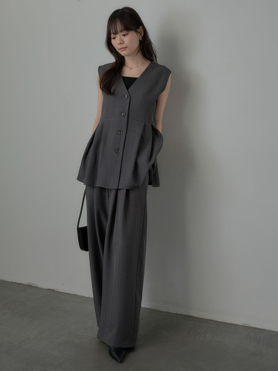 ウエスト配色ツイルパンツ