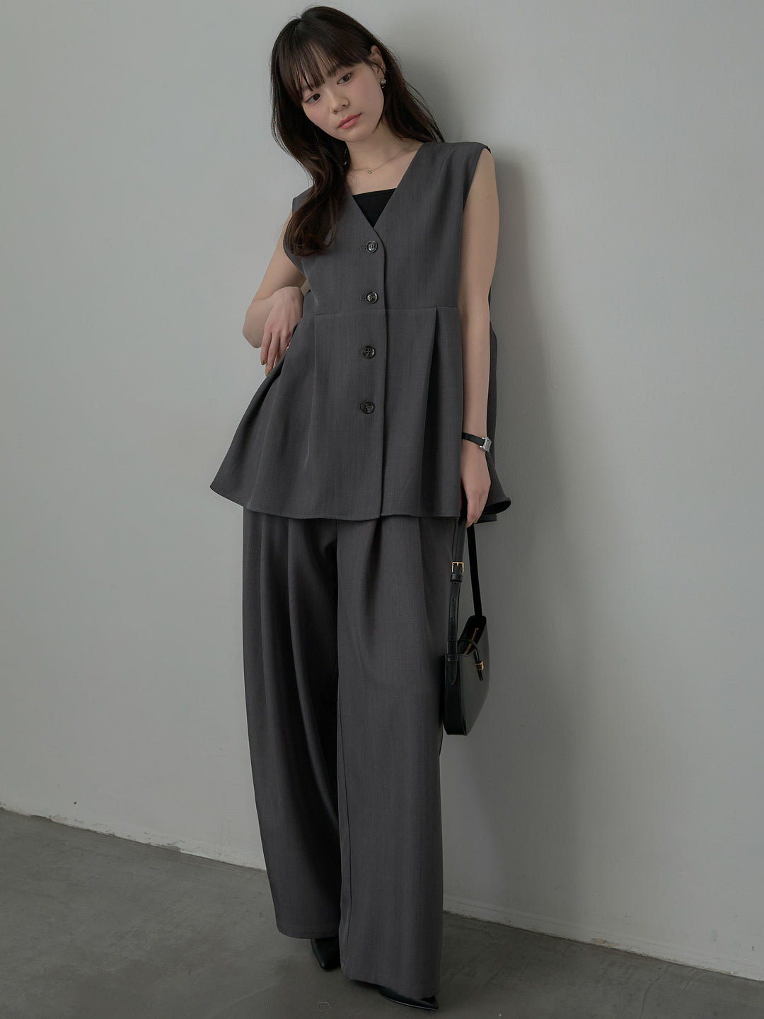 ウエスト配色ツイルパンツ