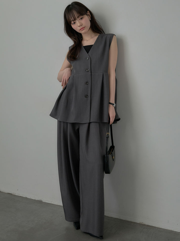 ウエスト配色ツイルパンツ