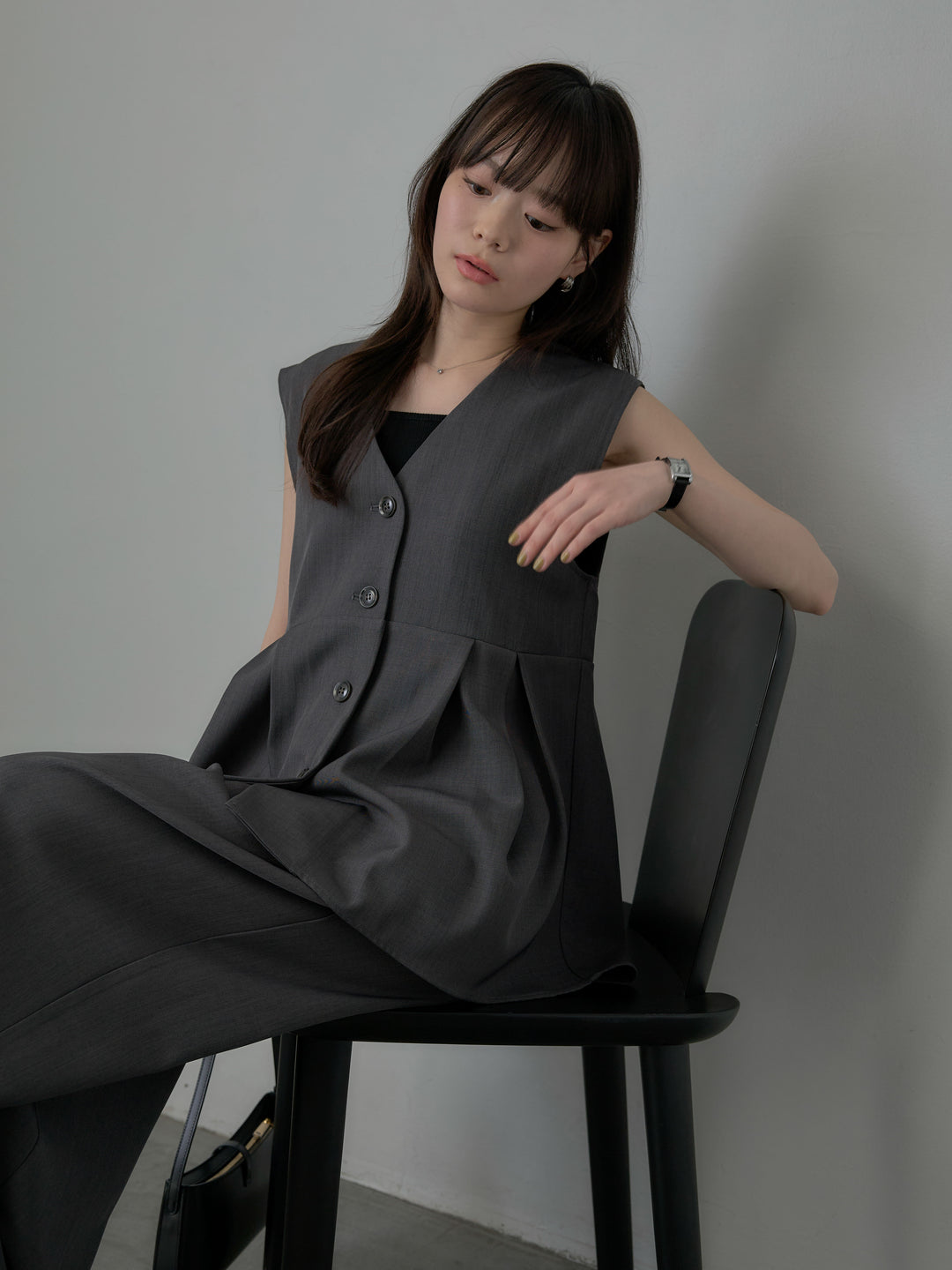 ウエスト配色ツイルパンツ