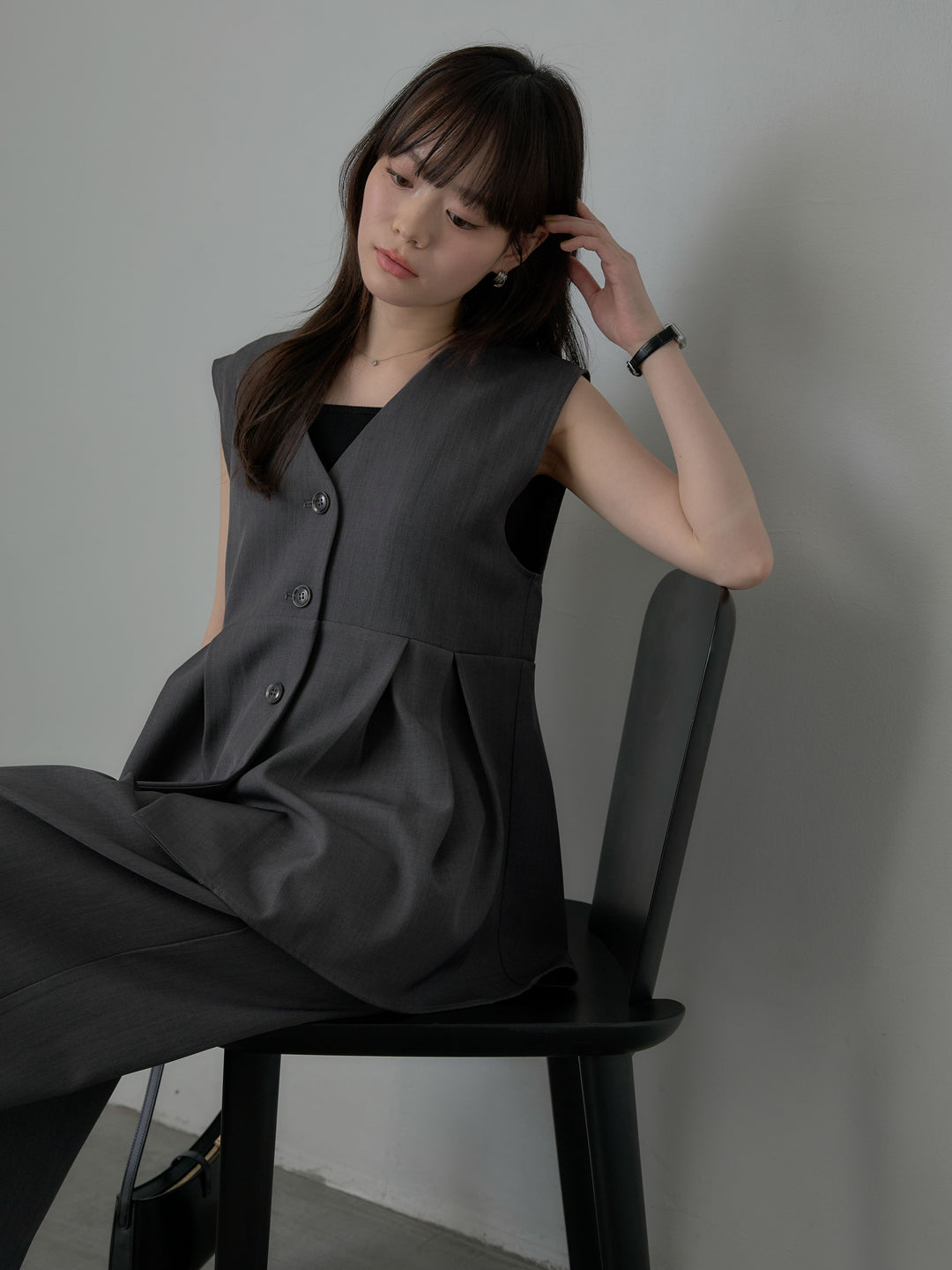 ウエスト配色ツイルパンツ