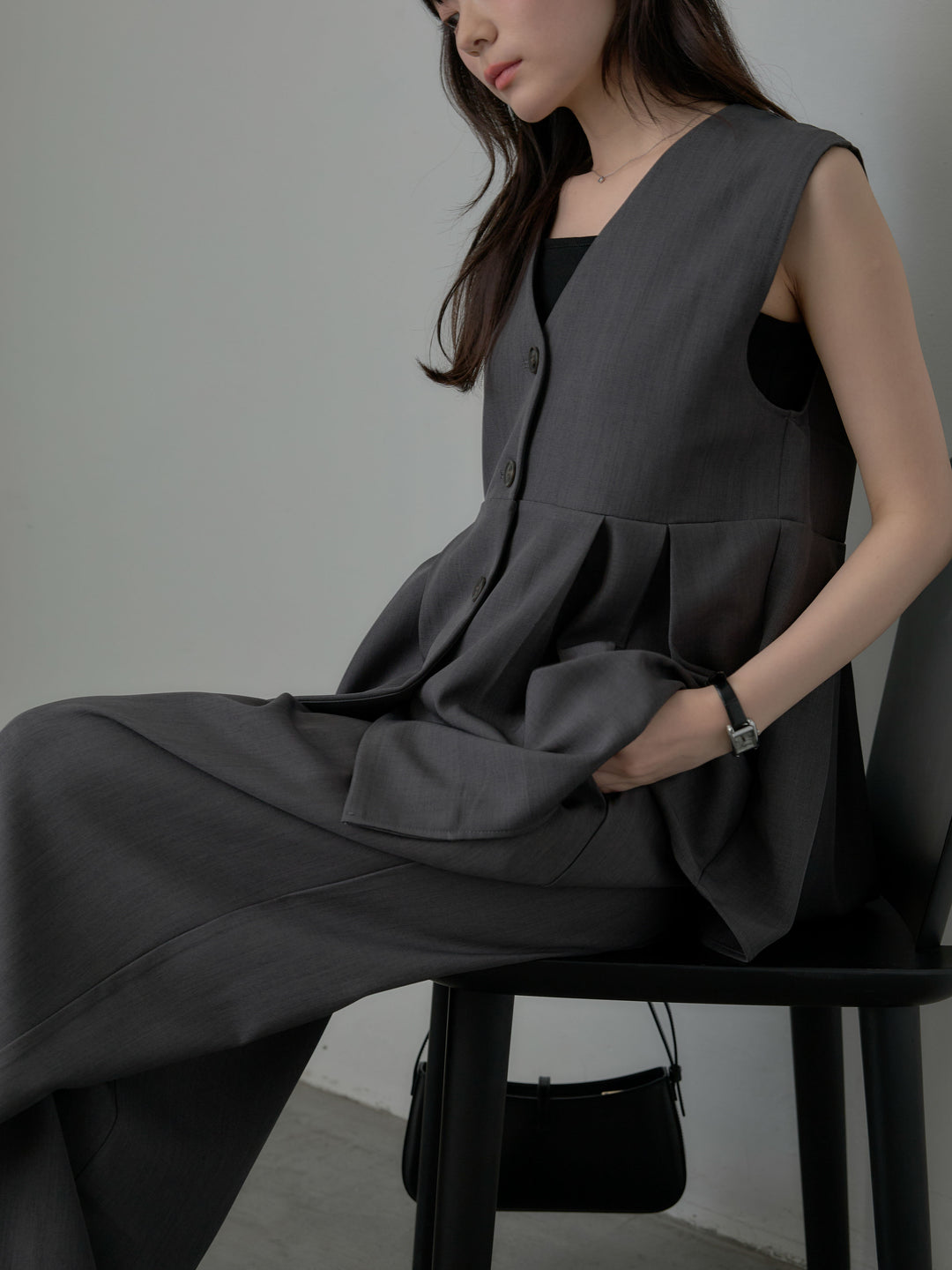 ウエスト配色ツイルパンツ