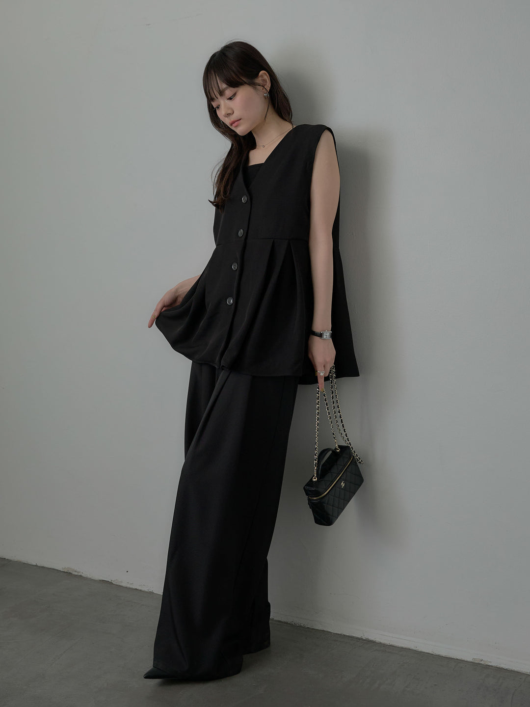 ウエスト配色ツイルパンツ