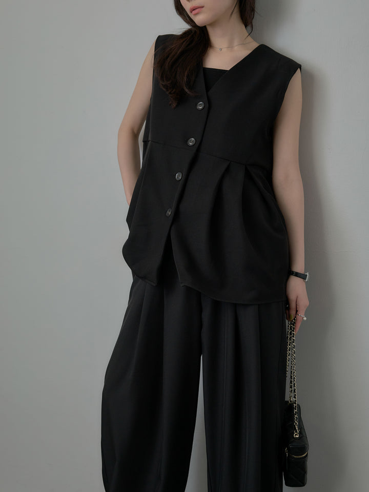 ウエスト配色ツイルパンツ