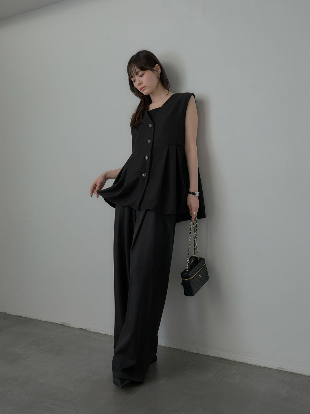 ウエスト配色ツイルパンツ