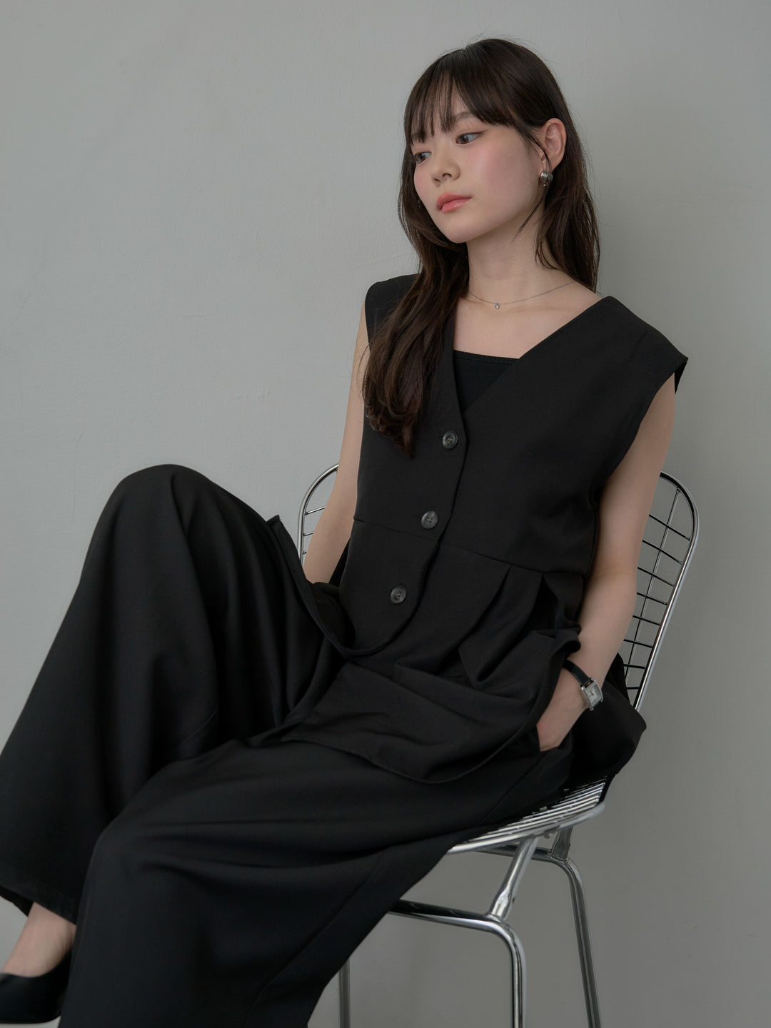 ウエスト配色ツイルパンツ