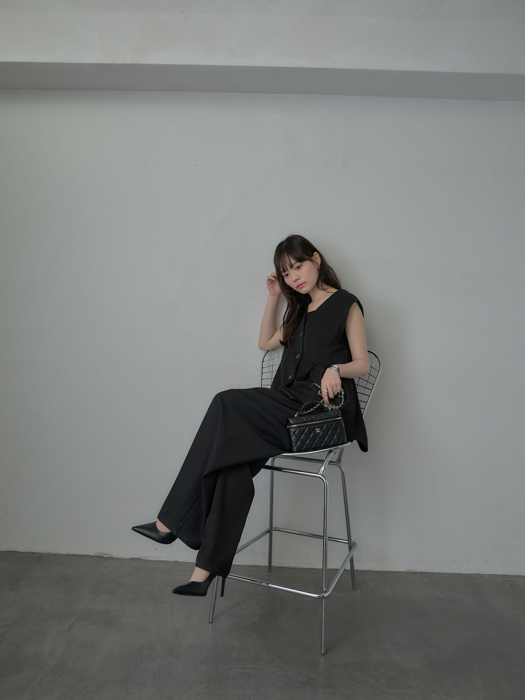 ウエスト配色ツイルパンツ