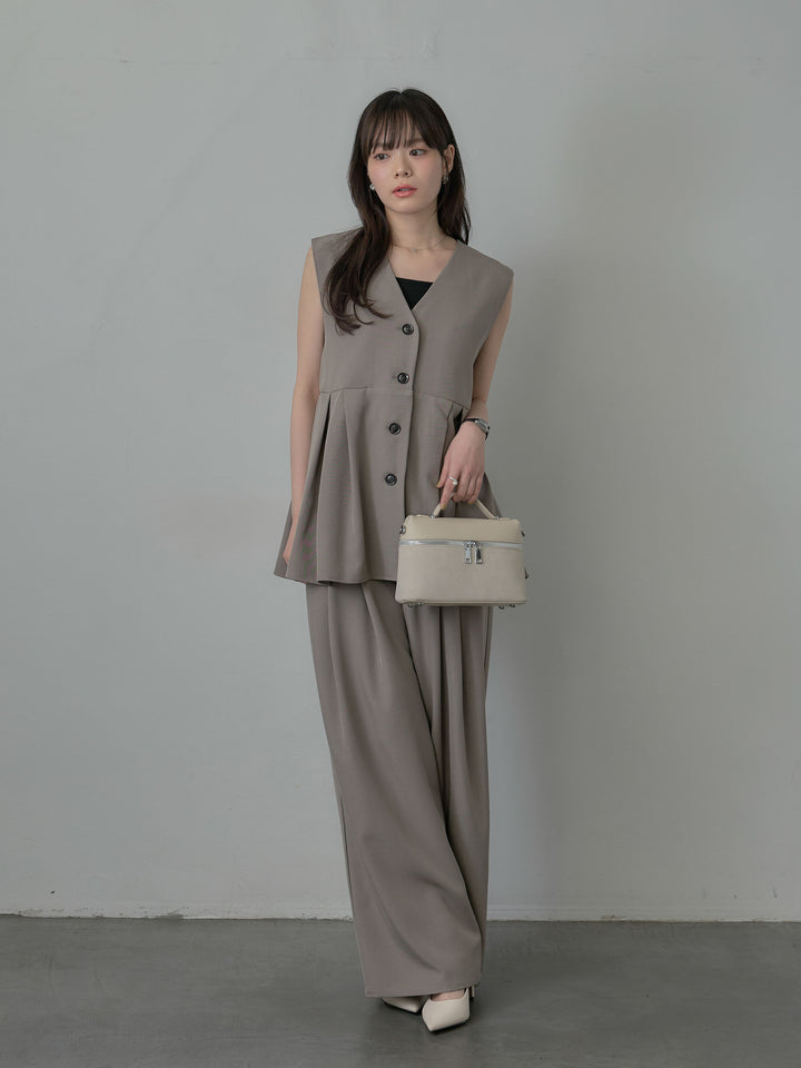 ウエスト配色ツイルパンツ