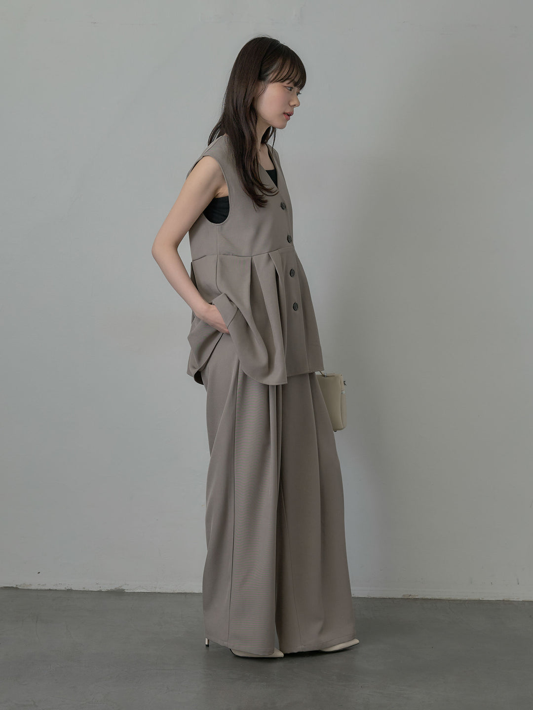 ウエスト配色ツイルパンツ