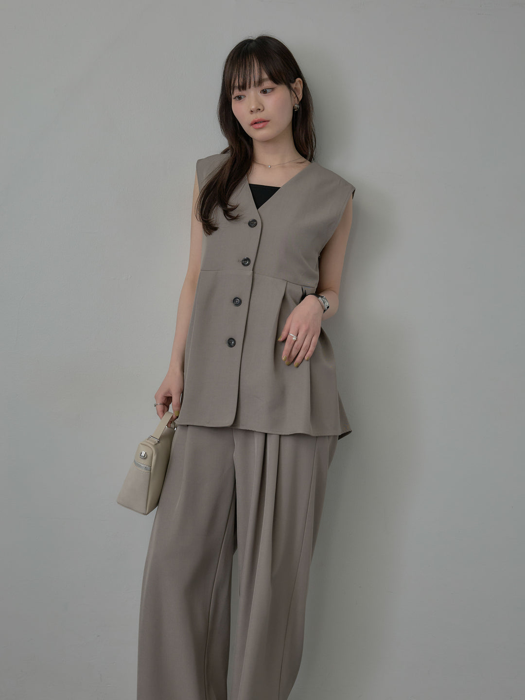 ウエスト配色ツイルパンツ