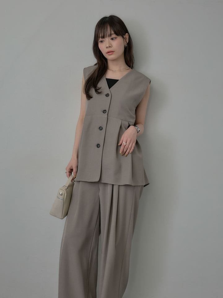 ウエスト配色ツイルパンツ