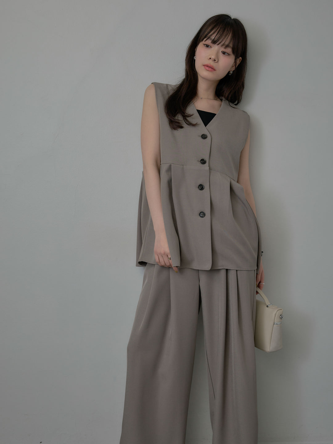 ウエスト配色ツイルパンツ