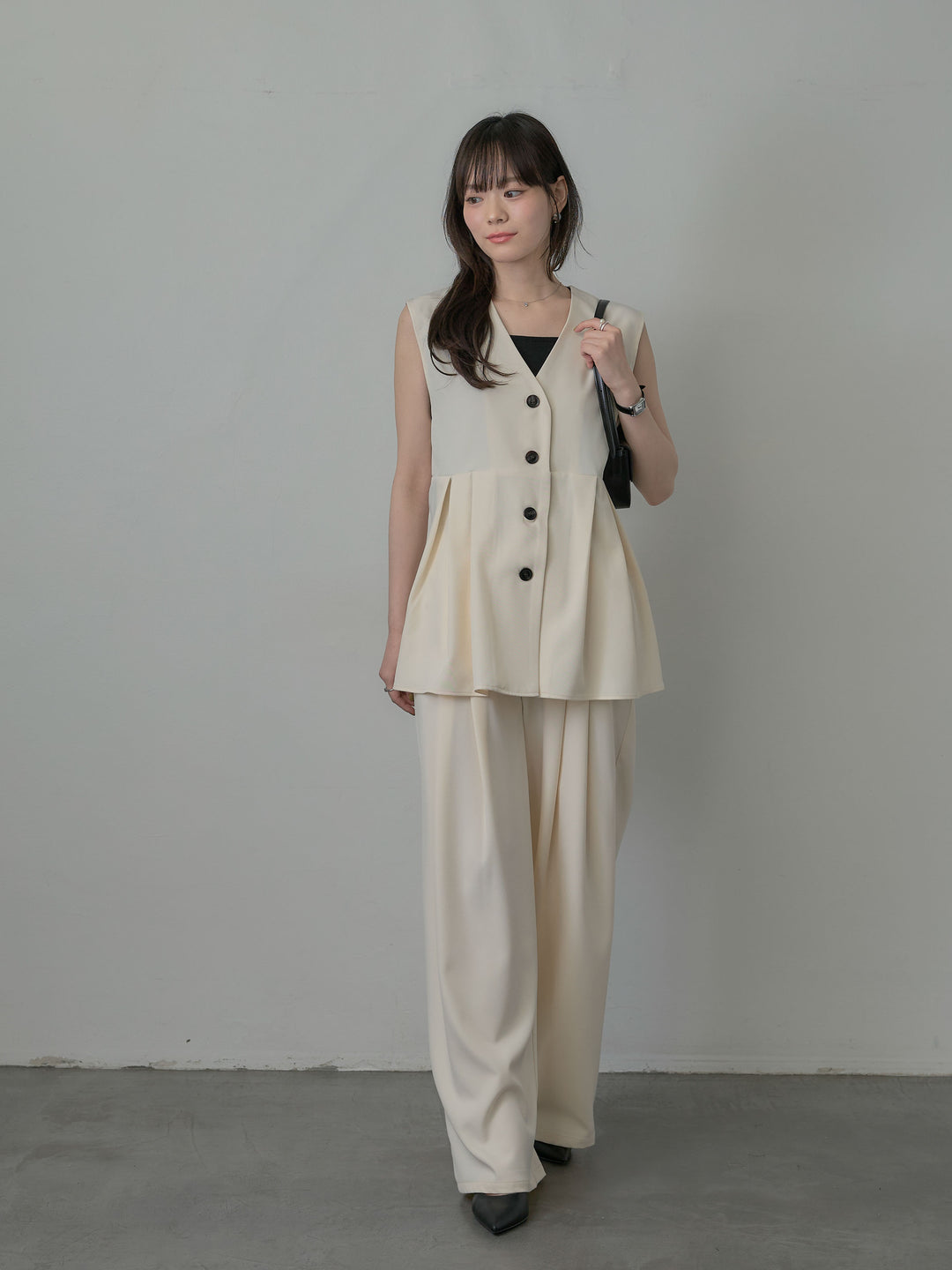 ウエスト配色ツイルパンツ