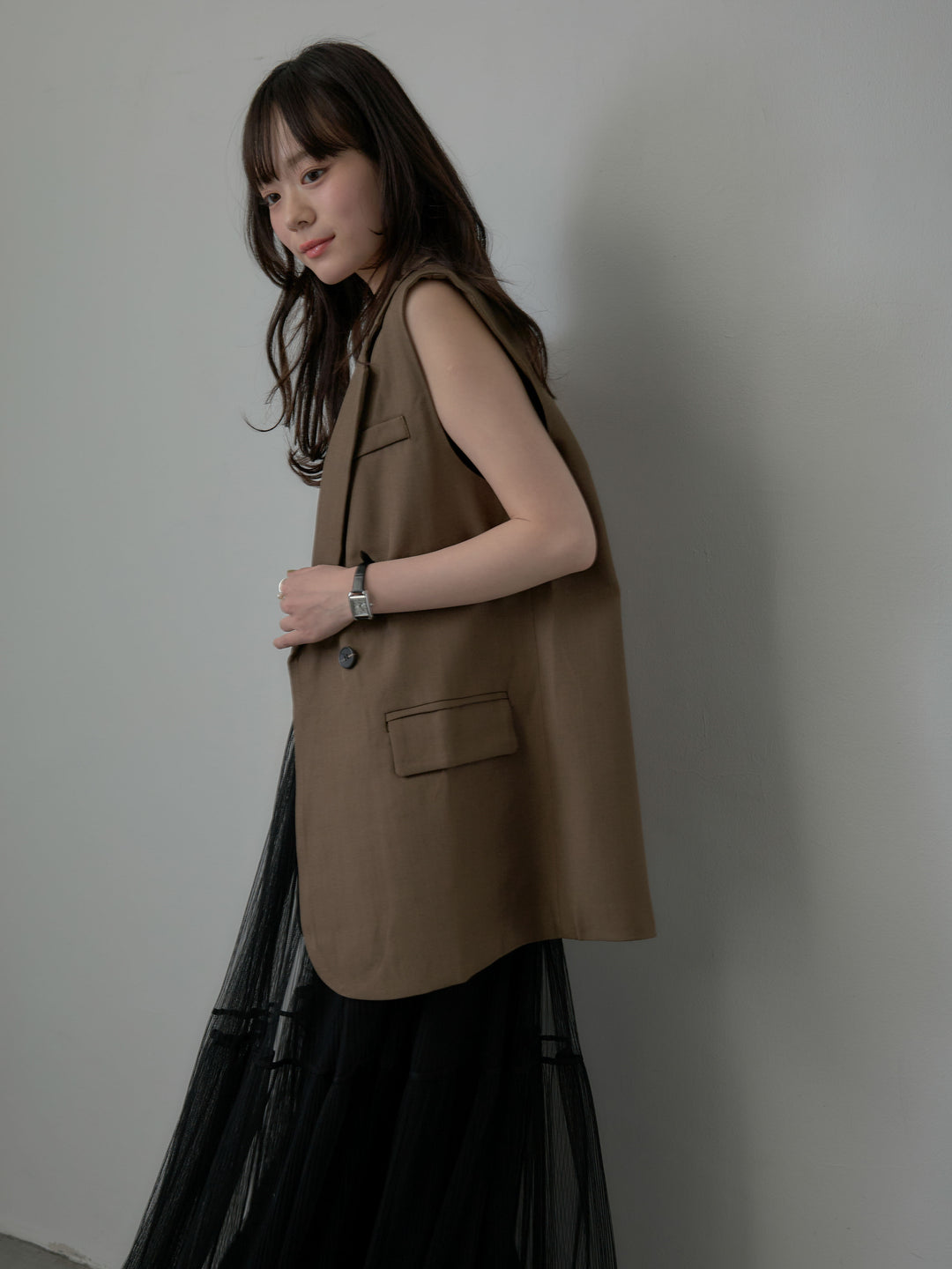 テーラードノースリーブベスト