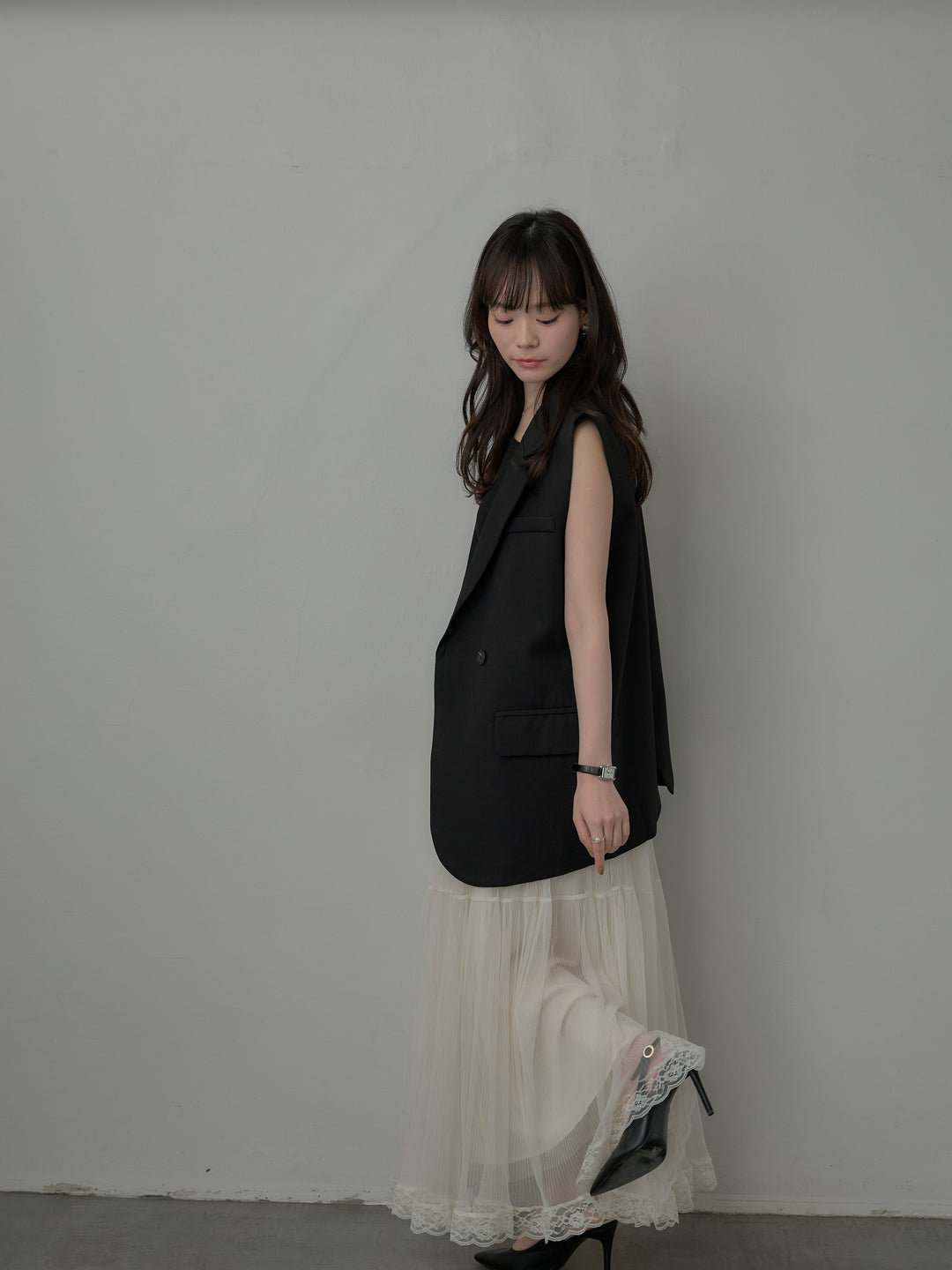 テーラードノースリーブベスト