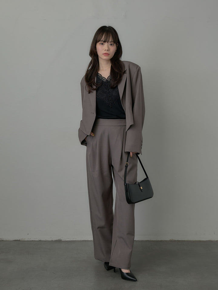 スーツ地ショートテーラードジャケット