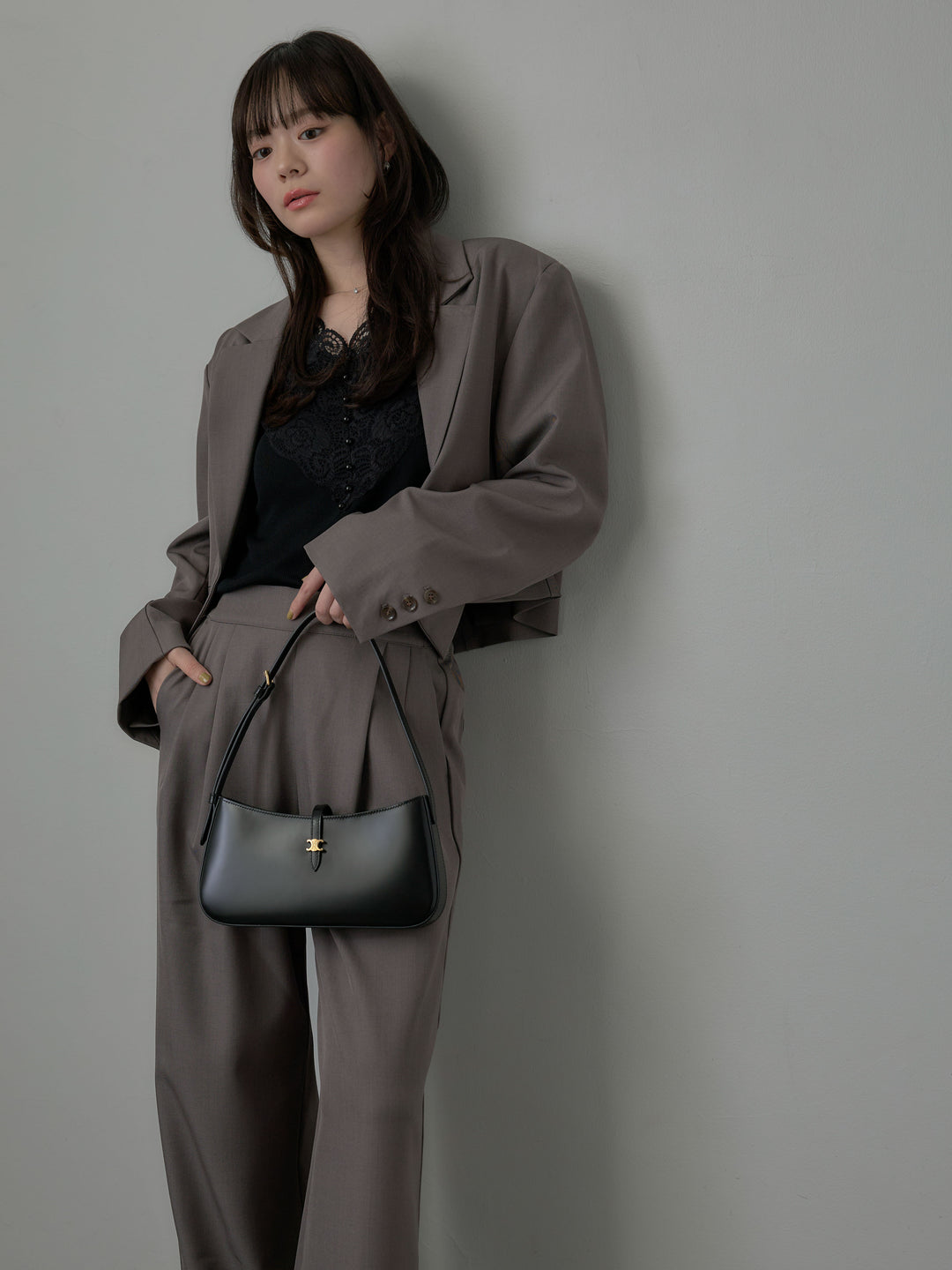 スーツ地イージータックパンツ