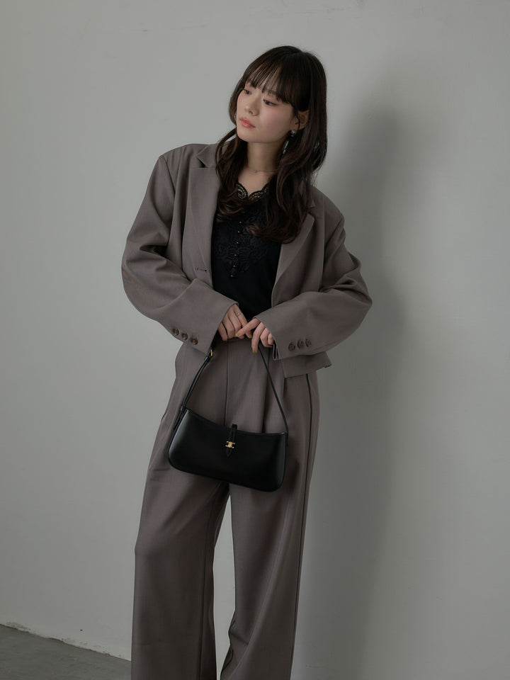 スーツ地ショートテーラードジャケット