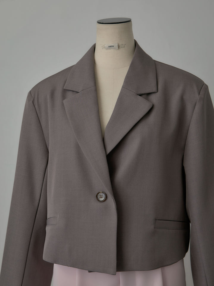 スーツ地ショートテーラードジャケット