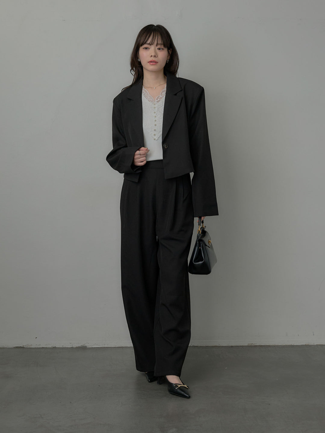 スーツ地ショートテーラードジャケット