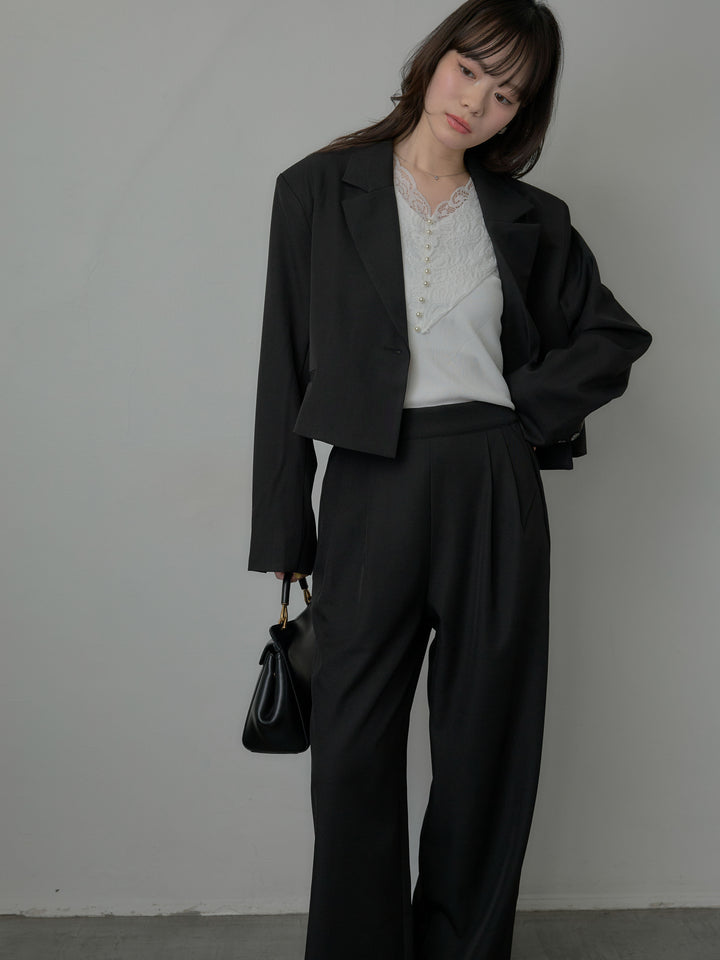 スーツ地ショートテーラードジャケット