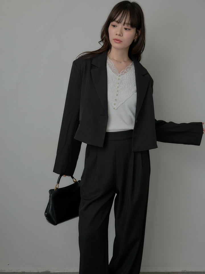 スーツ地ショートテーラードジャケット