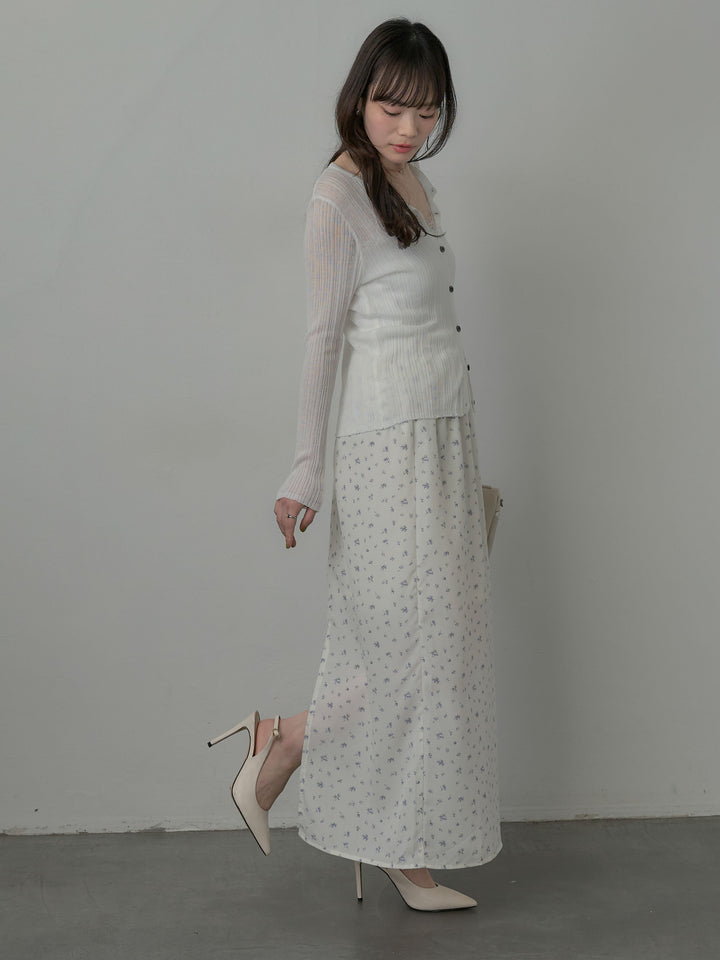 小花柄サテンイージースカート