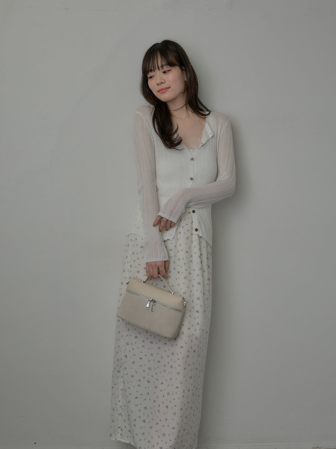 小花柄サテンイージースカート