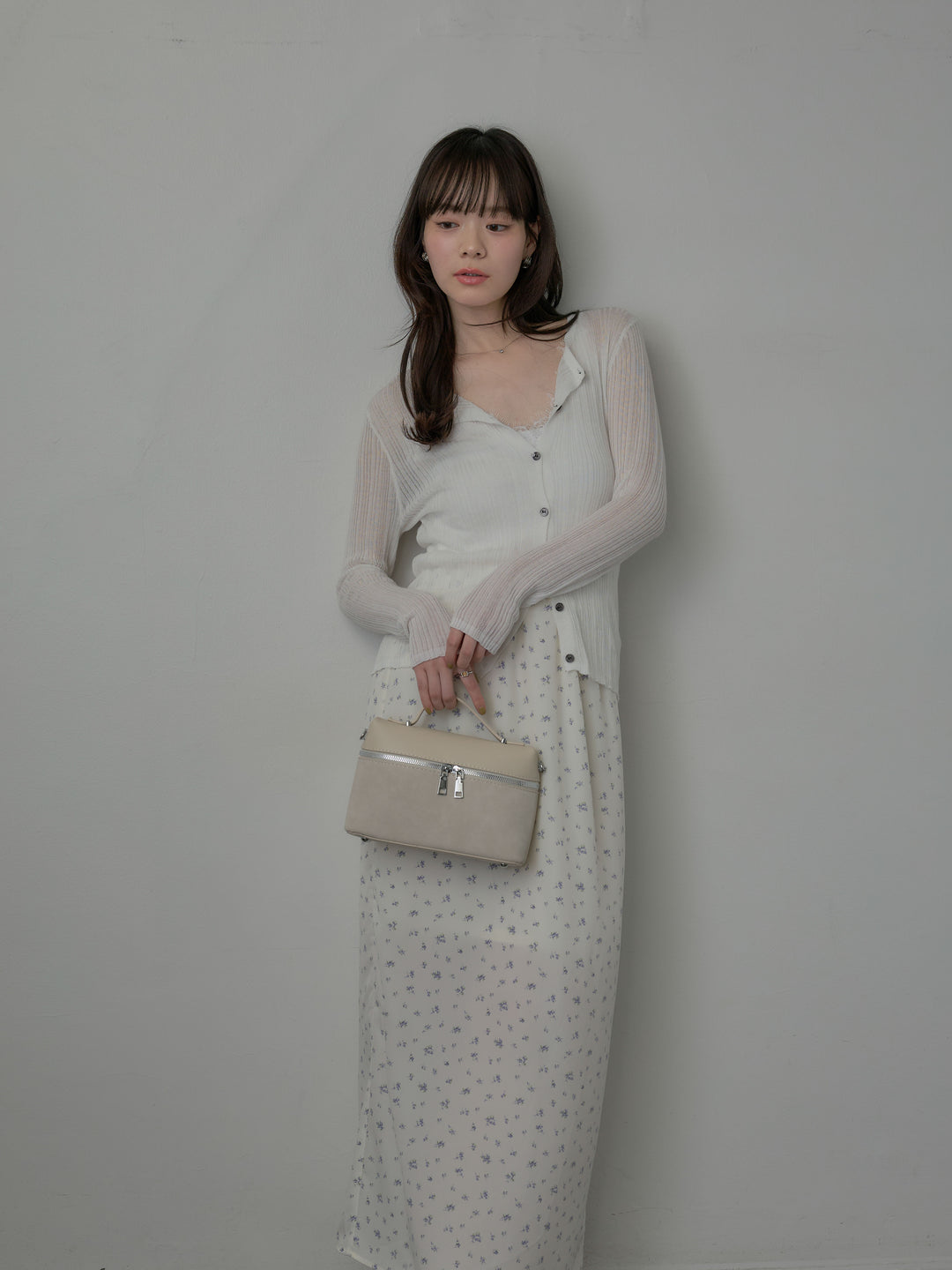小花柄サテンイージースカート