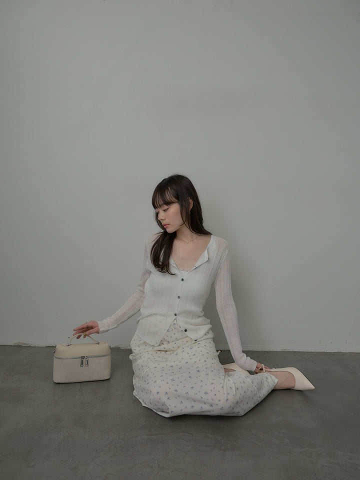 シアーリブカーディガン&レースキャミソールSET