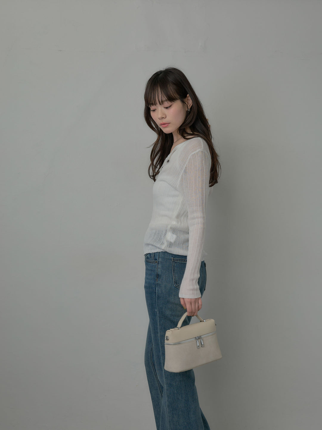 シアーリブカーディガン&レースキャミソールSET