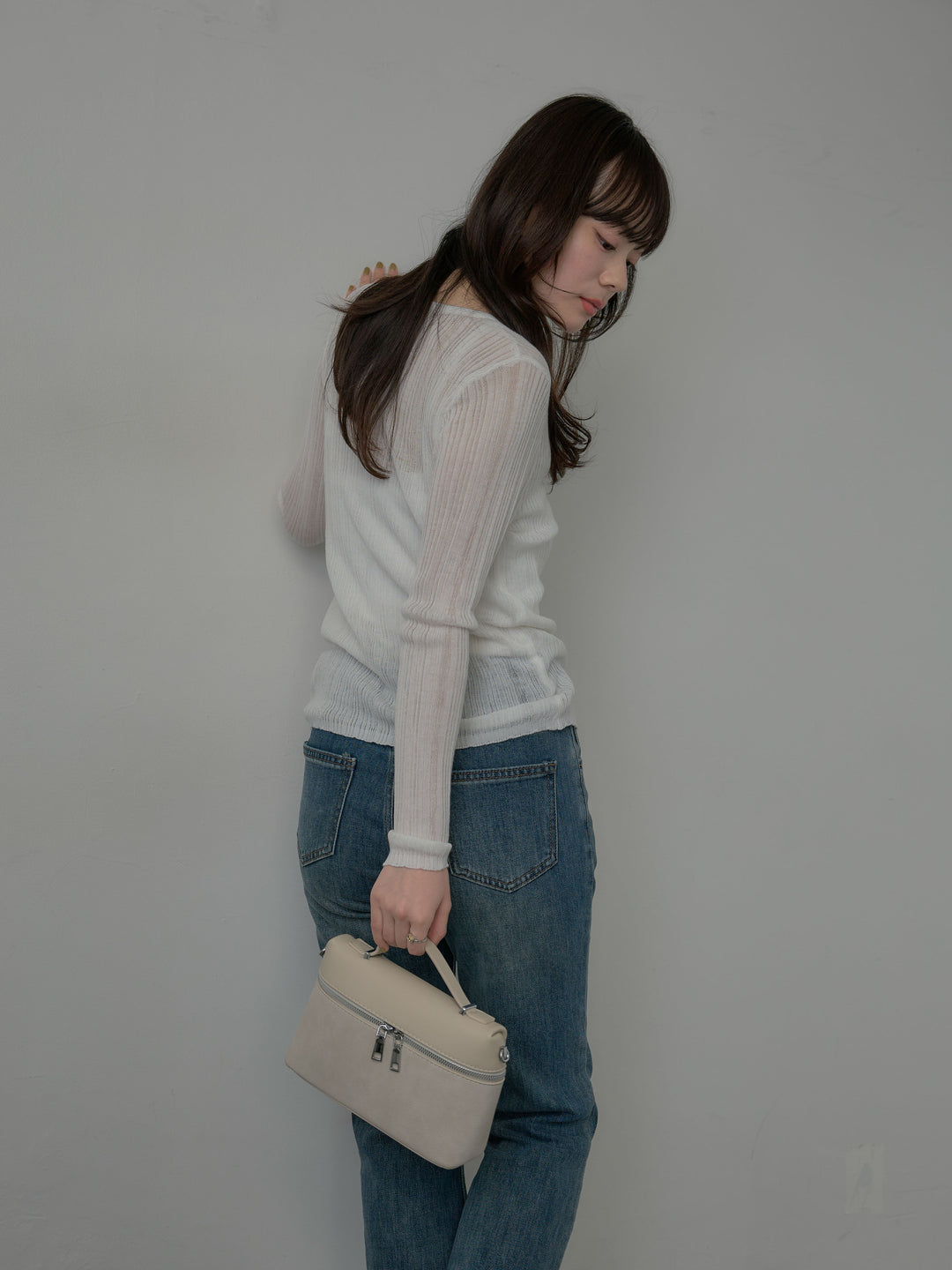 シアーリブカーディガン&レースキャミソールSET