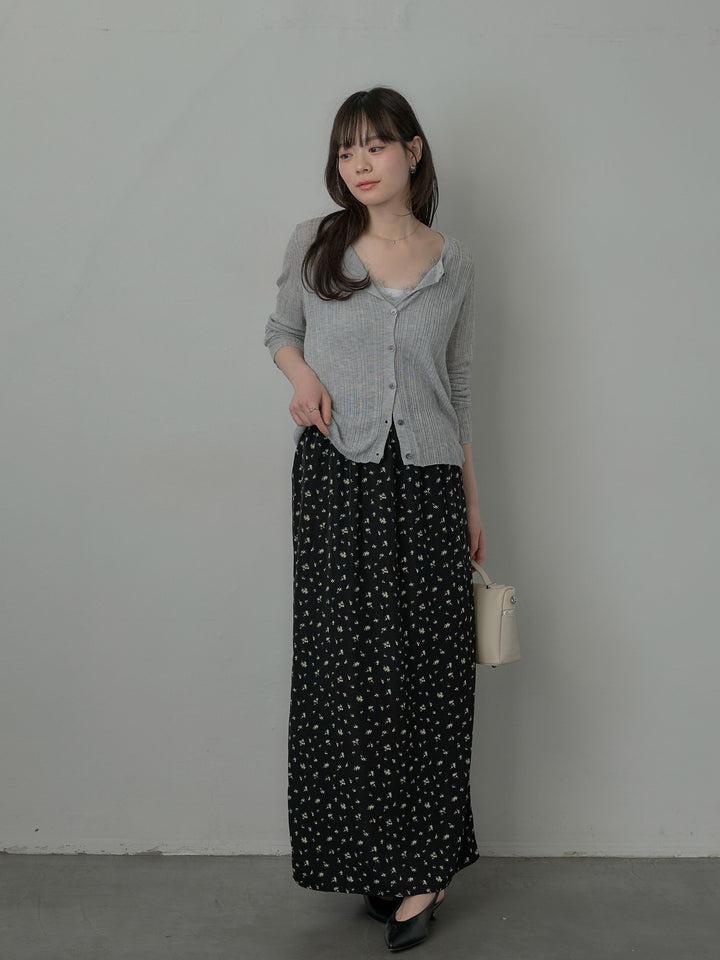 小花柄サテンイージースカート