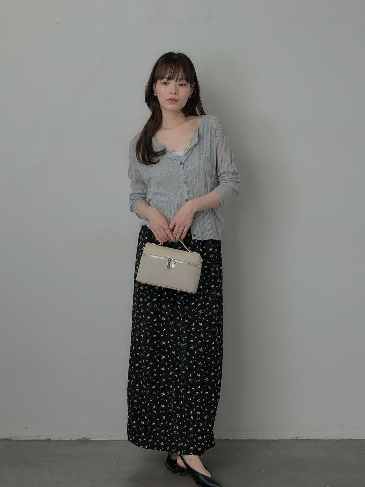 小花柄サテンイージースカート