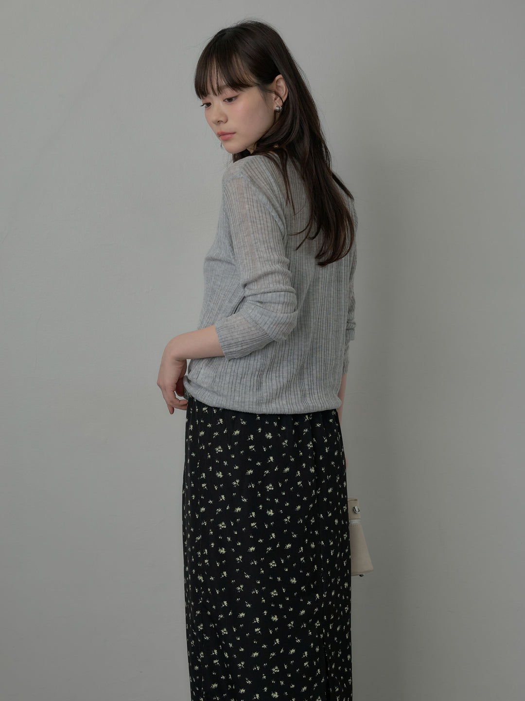 小花柄サテンイージースカート