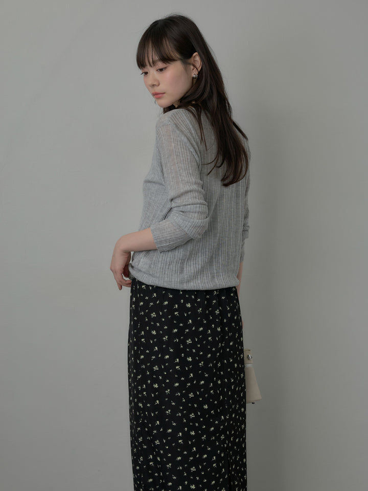 小花柄サテンイージースカート