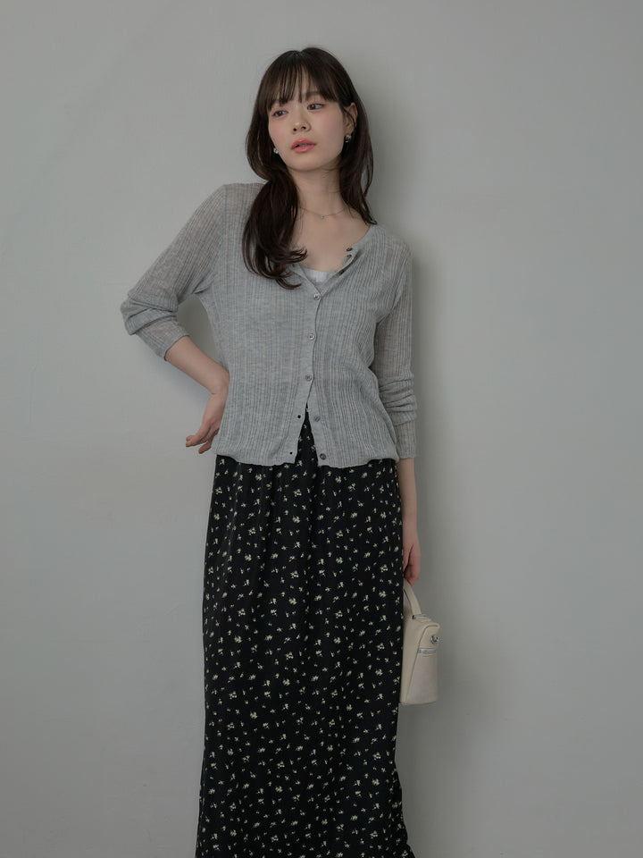 シアーリブカーディガン&レースキャミソールSET