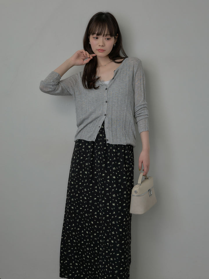 小花柄サテンイージースカート