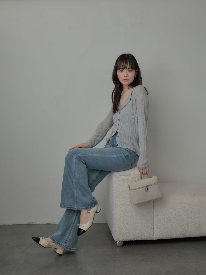 シアーリブカーディガン&レースキャミソールSET