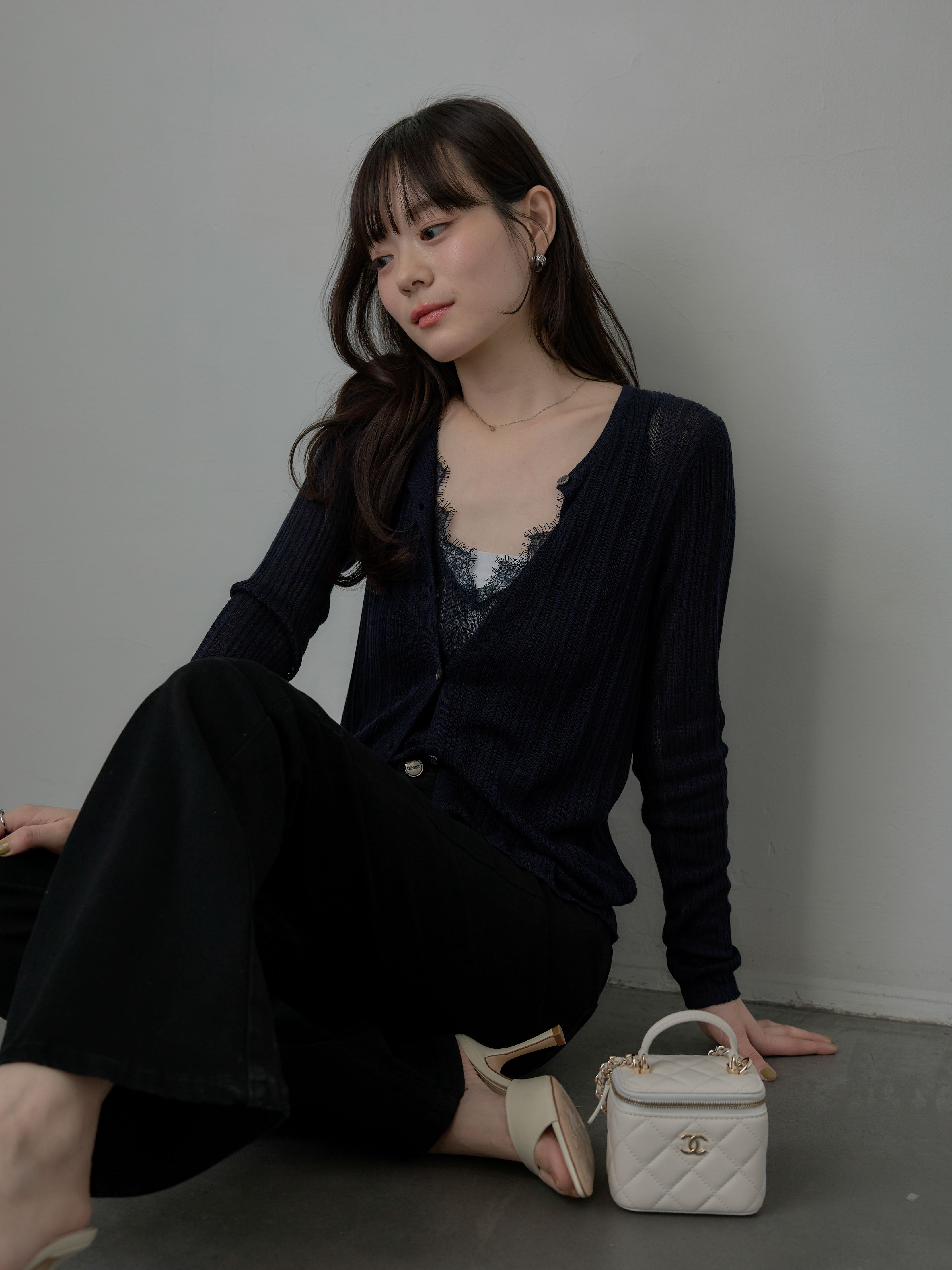 シアーリブカーディガン&レースキャミソールSET – nairo