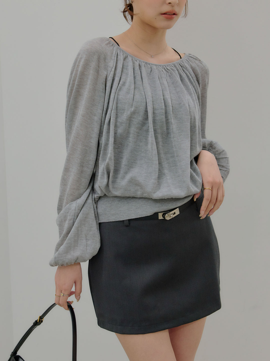 ニュアンスギャザーシアープルオーバー