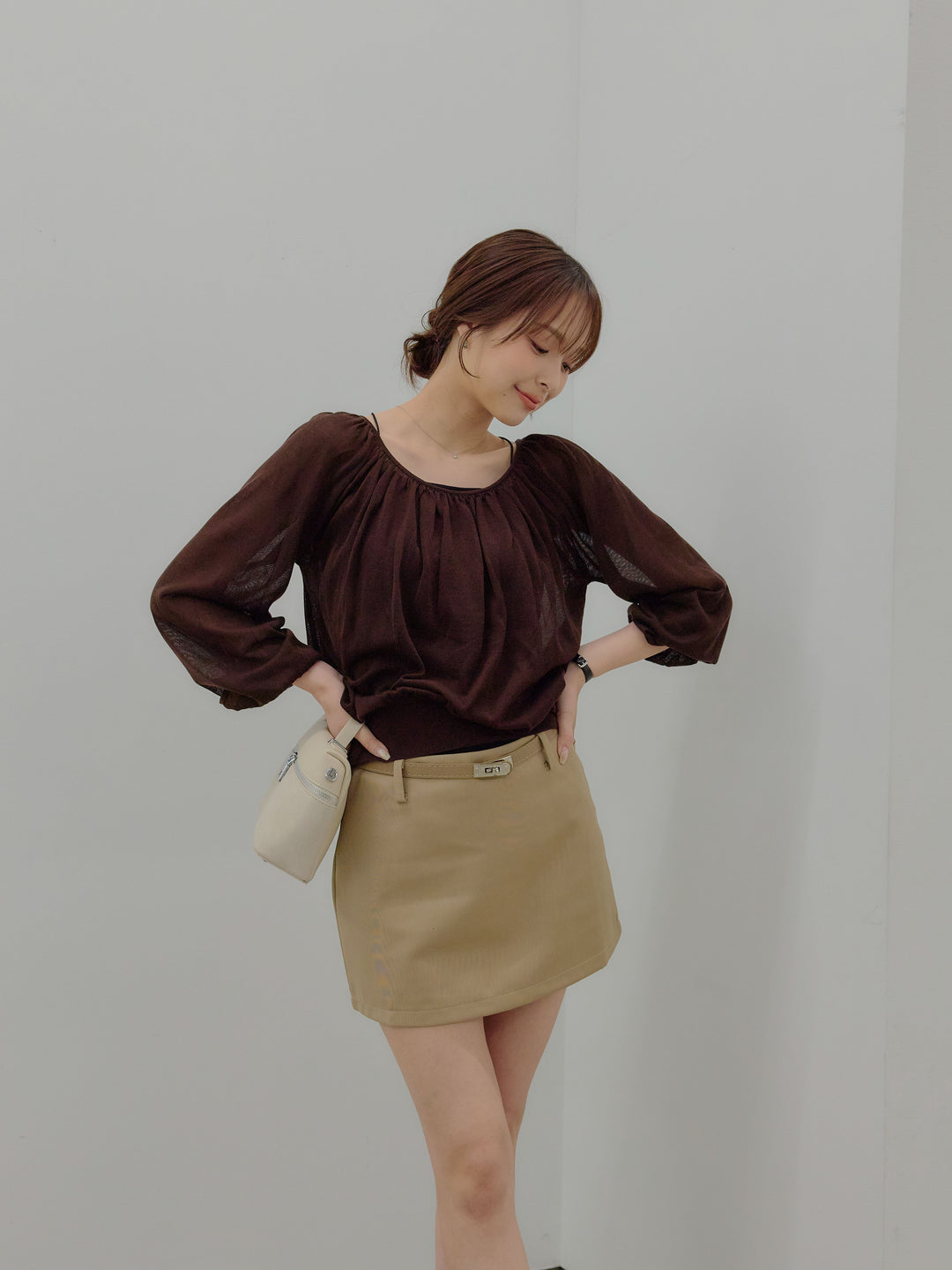 ニュアンスギャザーシアープルオーバー