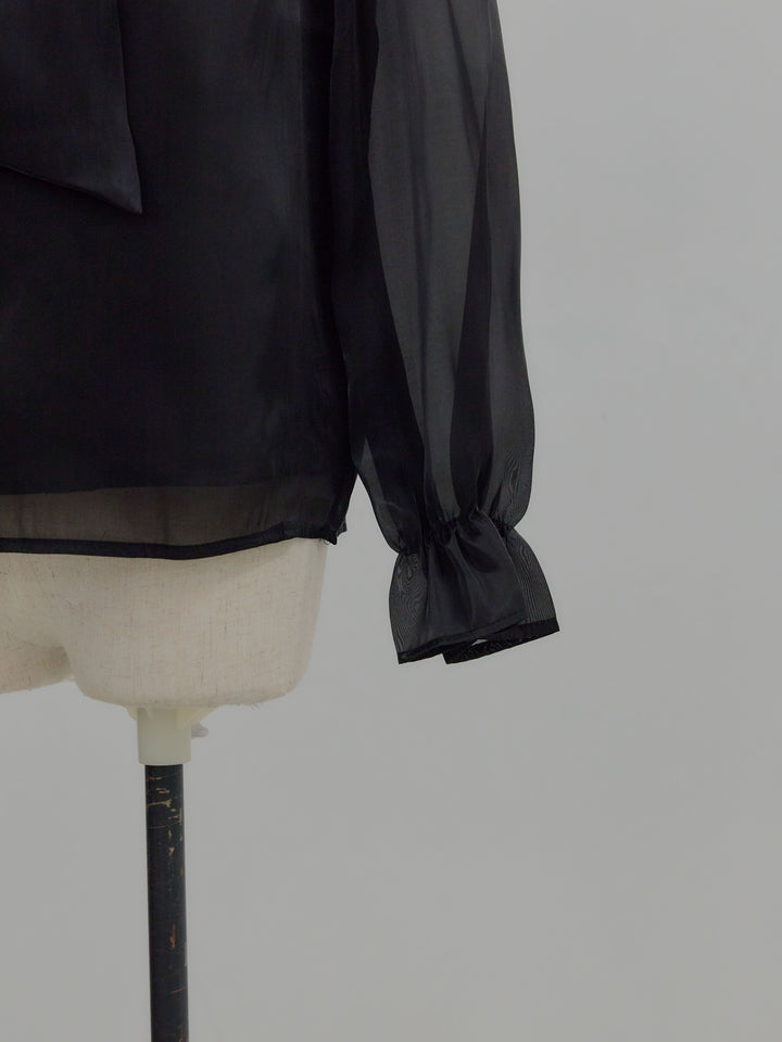 グロッシーオーガンジーボウタイブラウス