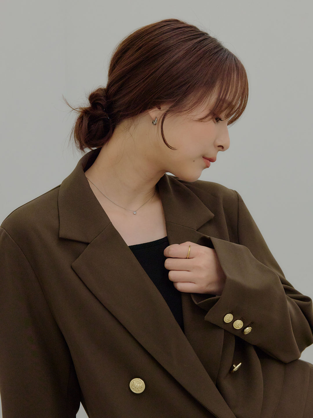 【SET】ゴールドボタンテーラードジャケット+ボリュームチュールスカート(2set)